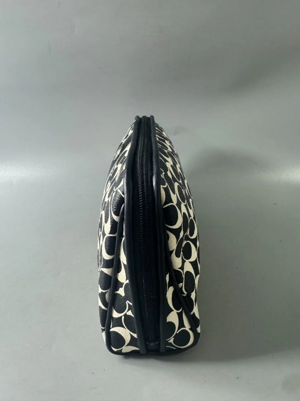 Authentic Coach Signature C PVC & Leather Small Clutch Bag Black & White